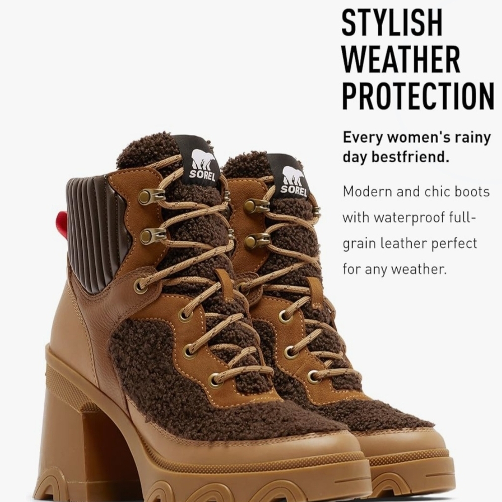 Sorel Brex Women's Brown and Tan Heeled Boots - Picture 5 of 7
